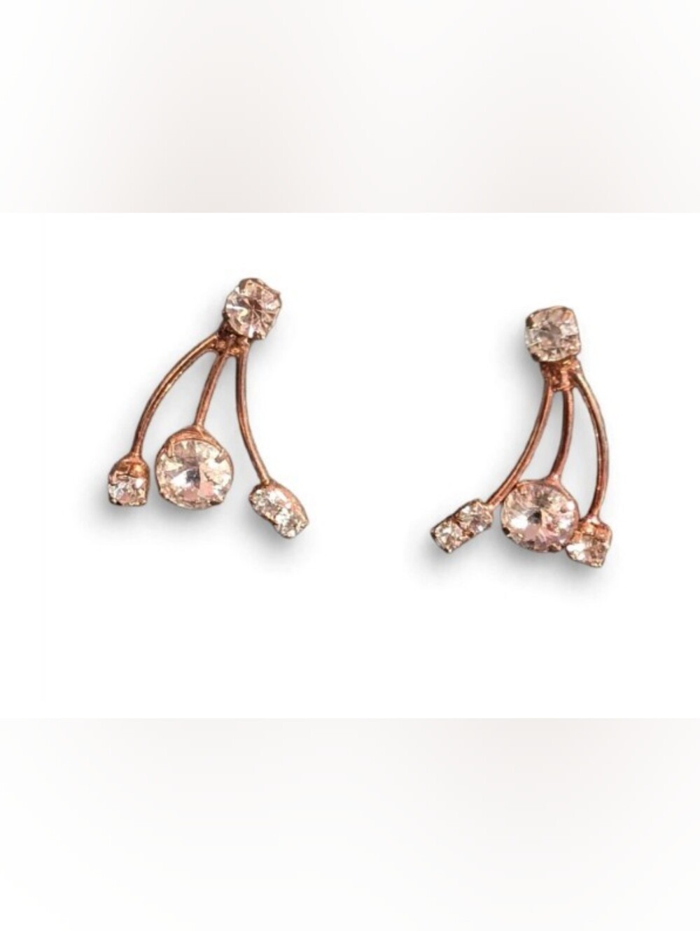 Vintage 1950s 1960s Rhinestone Spray Earrings Gold Tone Shooting Star